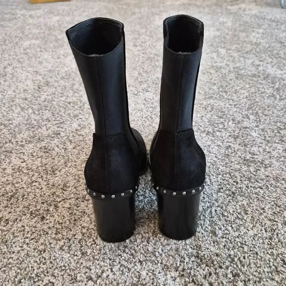Rag & Bone Black Suede Studded Chelsea Ankle Boots Size 38.5 / 8.5 - Picture 5 of 6